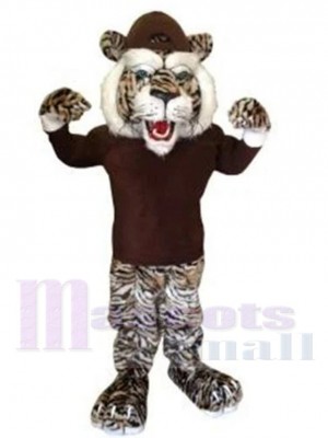 Tigre féroce Costume de mascotte Animal en T-shirt marron