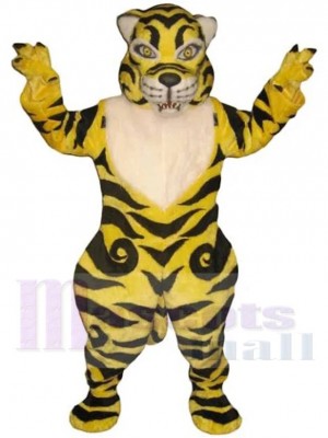 Tigre jaune féroce Costume de mascotte Animal avec des rayures noires