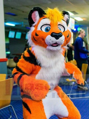 Orange et blanc Peluche tigre Costume de mascotte Animal