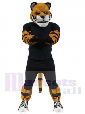Tigre de puissance Costume de mascotte Animal en jersey noir