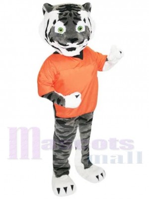 Gris Tigre sportif Costume de mascotte Animal