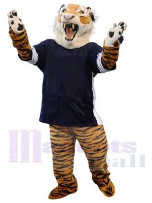 Tigre de sport féroce Costume de mascotte Animal en chemise noire