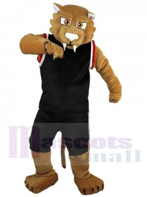 Tigre brun Costume de mascotte Animal en jersey noir