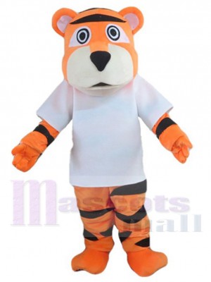 Tigre sportif Costume de mascotte Animal en chemise blanche