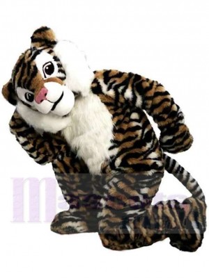 Tigre en peluche marron Costume de mascotte Animal au nez rose