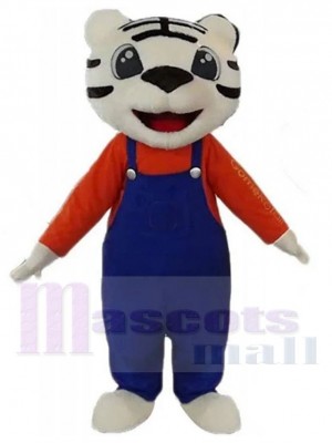 Blanc souriant Petit tigre Costume de mascotte Animal