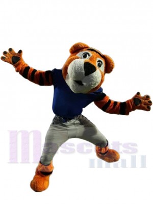 Tigre drôle Costume de mascotte Animal en chemise bleue