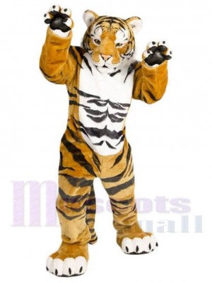 Tigre de puissance brun Costume de mascotte Animal à rayures noires