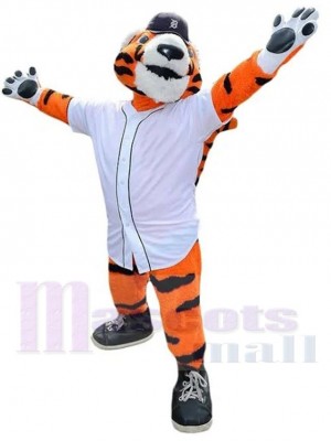 Tigre sportif Costume de mascotte Animal avec chapeau noir