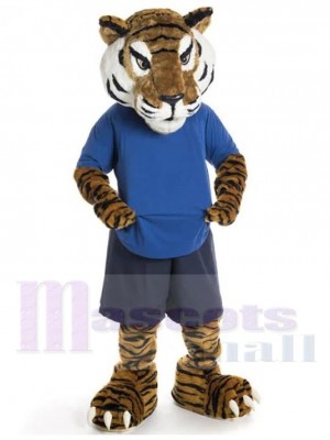 Tigre Sport Marron Costume de mascotte Animal en short gris
