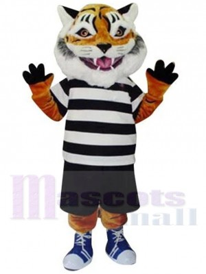 Tigre du Collège Costume de mascotte Animal en chemise noire et blanche