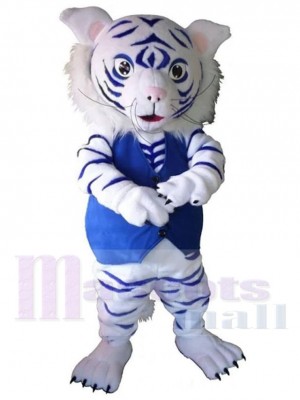 Tigre blanc et bleu mignon Costume de mascotte Animal