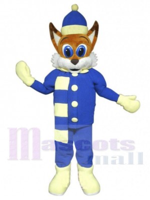 Noël bleu Elfe renard Costume de mascotte Dessin animé