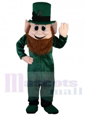 Elfe Vert Barbe Brune Costume de mascotte Dessin animé