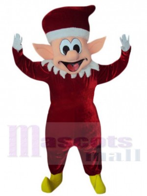 Rouge mignon Noël Elf Costume de mascotte Dessin animé