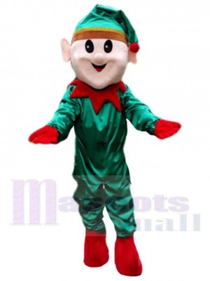 Vert amical Noël Elfe Costume de mascotte Dessin animé