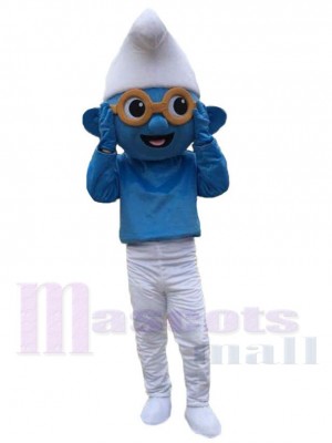 Elfe bleu Costume de mascotte Dessin animé