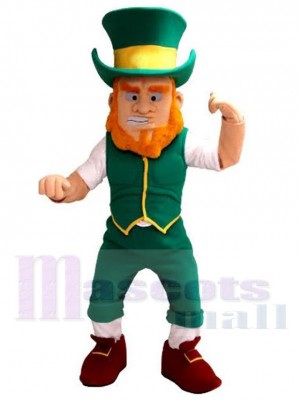 Leprechaun magique Costume de mascotte Dessin animé en gilet vert