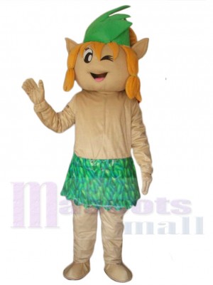 Elfe Costume de mascotte Dessin animé en jupe feuille