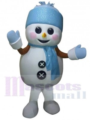 Noël Bonhomme de neige Costume de mascotte avec chapeau bleu