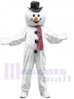 Bonhomme de neige de Noël drôle Costume de mascotte Dessin animé avec chapeau noir