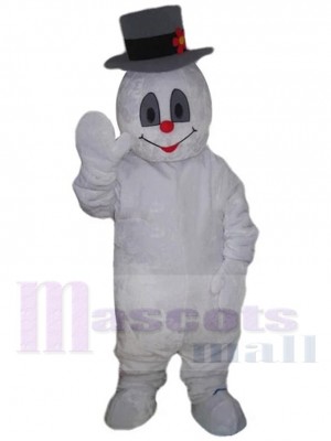 Bonhomme de neige Yéti Costume de mascotte Dessin animé avec chapeau gris