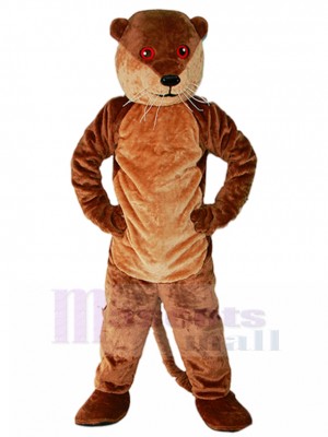 Loutre brune Costume de mascotte aux yeux rouges Animal