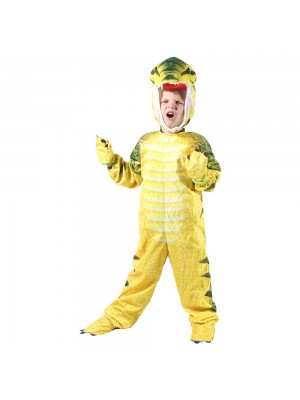 Jaune T-Rex Dinosaure Costume Dinosaure Combinaison Halloween Noël Robe en haut Cadeau pour Enfant