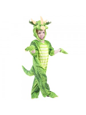 Vert Triceratops Dinosaure Costume Dinosaure Combinaison Halloween Noël Robe en haut Cadeau pour Enfant