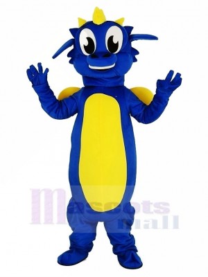 Bleu Dragon Mascotte Costume Dessin animé