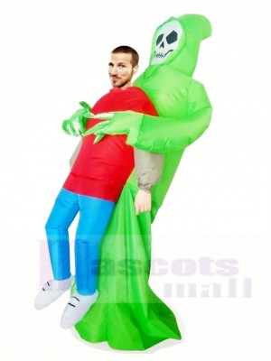 vert Démon Le crâne Porter moi Squelette Gonflable Halloween Noël Les costumes pour Adultes