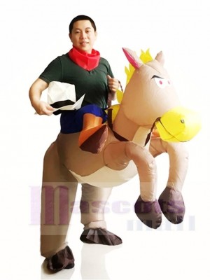 Cow-boy Balade Sur Gris Cheval Gonflable Halloween Noël Les costumes pour Adultes