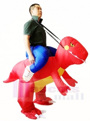 Rouge Dinosaure Porter moi Balade Sur T-rex Gonflable Halloween Noël Les costumes pour Adultes