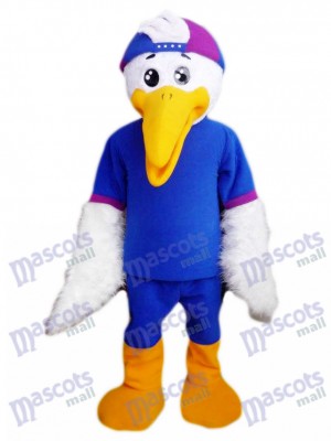 Oiseau en costume de mascotte de chemise bleue Animal