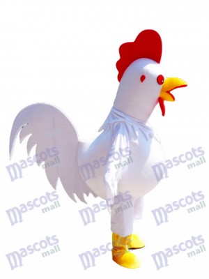 blanc Cock Rooster Mascotte Costume Animal