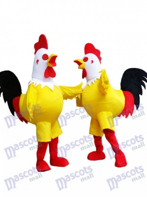 Jaune Coq Coq avec du blanc Tête Mascotte Costume Animal