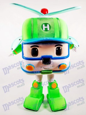 Dessin animé de costume de mascotte de voiture robotique vert
