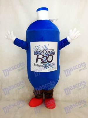 Costume de mascotte de bouteille d'eau bleu foncé avec les chaussures rouges