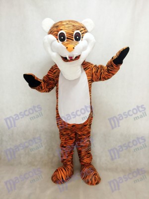 Costume de mascotte adulte rouge tigre à rayures marron Animal