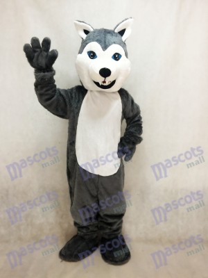 Costume de mascotte chien Husky blanc et gris Animal