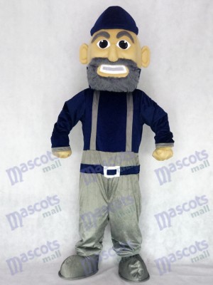 Costume de personnage mascotte bleu marine et gris marine