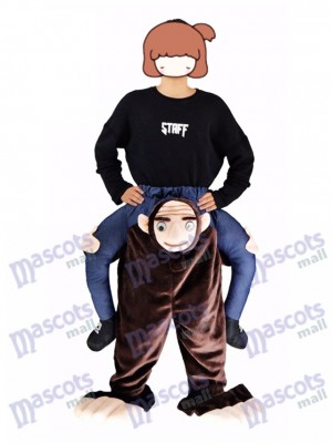 Piggyback Monkey Carry Me Ride Costume de mascotte de singe marron
