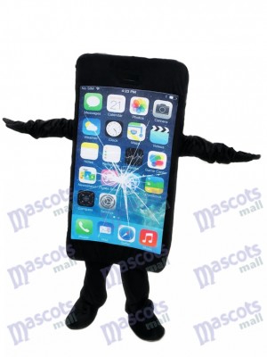 Noir Téléphone portable Iphone Apple avec écran fissuré Mascotte Costume Pour la promotion