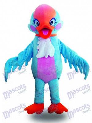 Costume de mascotte oiseau bleu cygne oiseau tête rouge