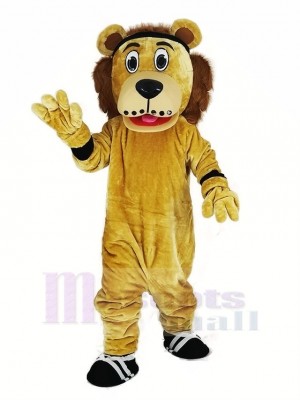 Lenny le Lion avec Noir Bandeau Mascotte Costume Animal
