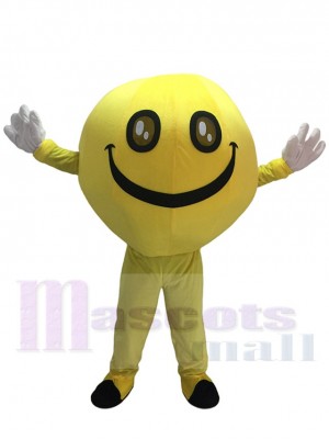 Costume Emoji Grinning heureux Smiley visage complet corps mascotte