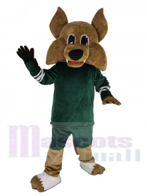 Mignonne Arizona Coyote Loup Costume de mascotte Animal en maillot vert forêt