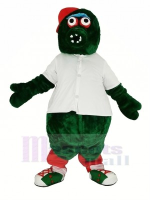 rouge Chapeau vert Monstre avec blanc T-shirt Mascotte Costume