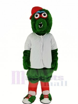 vert Monstre avec blanc T-shirt Mascotte Costume Dessin animé