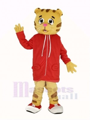 Daniel tigre avec rouge Manteau Mascotte Costume